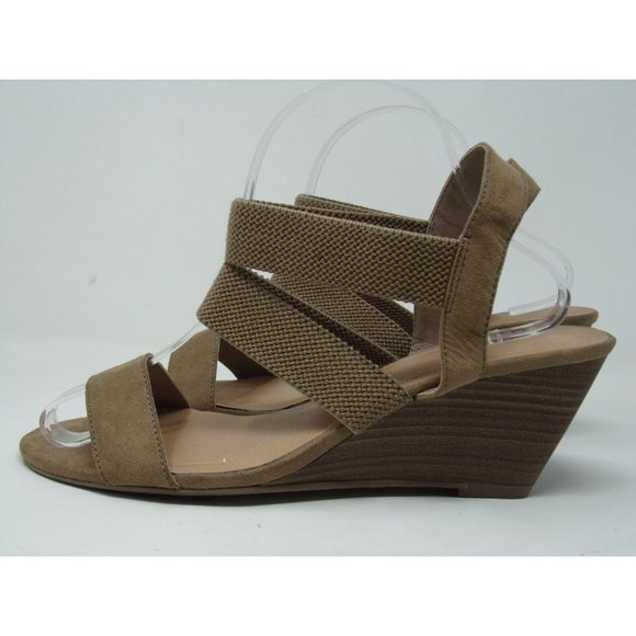 Torrid Wedge Women Elastic Strappy Tan Sandals - Picture 3 of 7